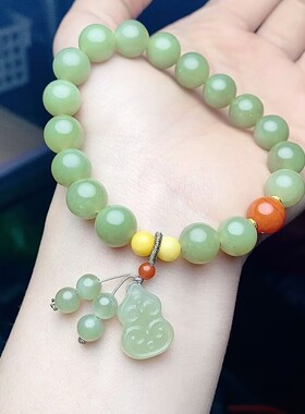 玉阅珠宝新中式和田玉南红手链