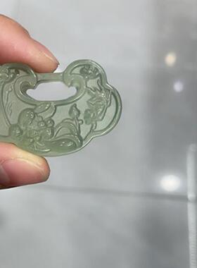 玉阅珠岫玉荷花如意锁