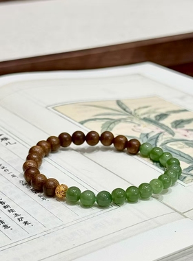 玉阅珠宝和田碧玉檀木转运手串