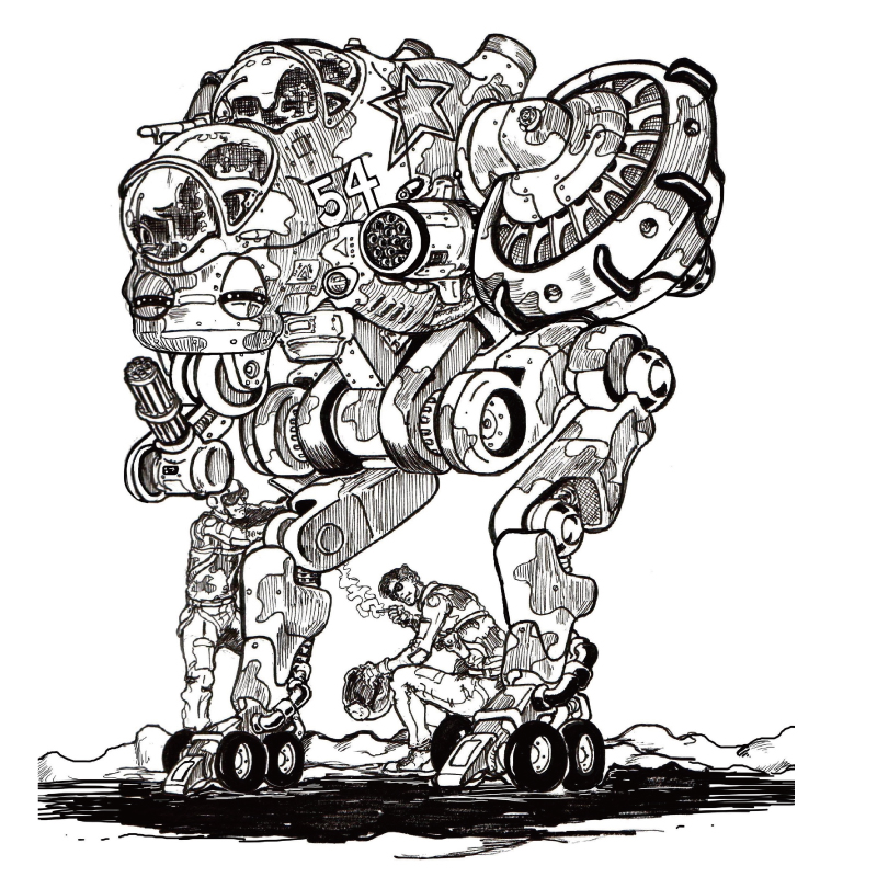 蒸汽朋克英伦风格人设线稿机械机甲载具动漫游戏电子版素材-图0