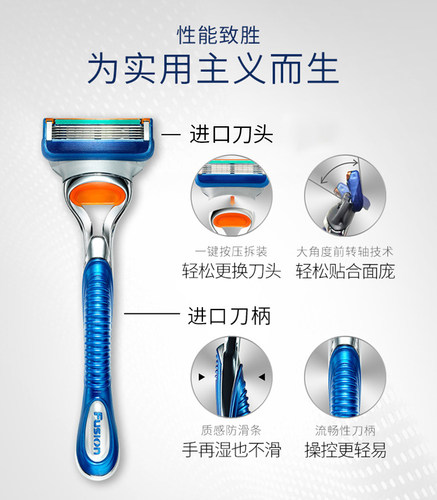 吉列锋隐5刀片手动剃须刀锋速5刀头男士引力盒德国五层致顺刮胡刀-图3