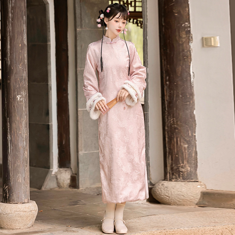 汉青月汉服女新中式拜年服旗袍改良加绒加厚马甲温柔日常秋冬款,淘宝优惠券,粉丝福利购,淘宝优惠卷