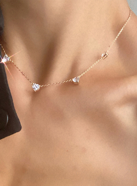 ins时尚风爱心轻奢镀金锁骨链