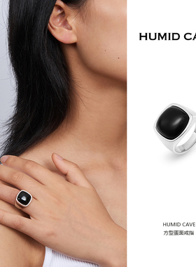 HUMIDCAVE情侣镀金原创玛瑙戒指
