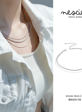 nescius三层叠戴项链女锁骨链