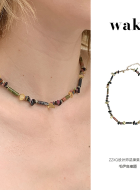 waki天然玉石串珠情侣度假风项链