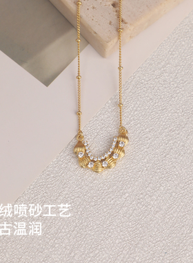 ZXQ买手店abyb奶油拉花项链精巧重工闪锆点缀法式氛围感锁骨链