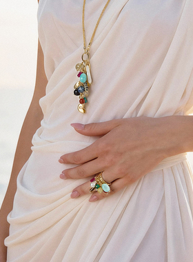 iKiCo原创设计万花筒多宝戒指女小众原创设计晶石度假风彩色欧美