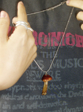 ZZXQ买手店自然论原创设计风干蘑菇吊坠项链可爱超细精致锁骨链