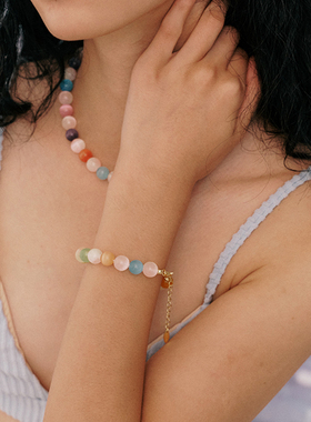 A Ray of Sunlight 自由岛屿海豚彩色猫眼石串珠项链度假风手链