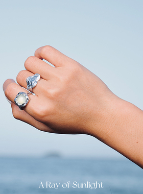 A Ray of sunlight原创设计肌理天然石戒指女高级感轻奢饰品