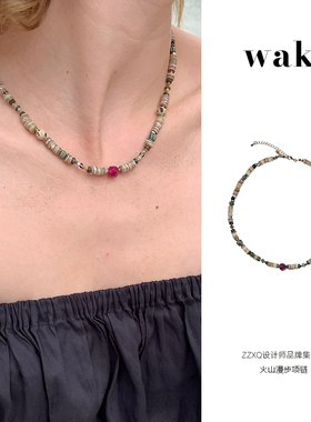 waki天然玉石串珠女原创项链