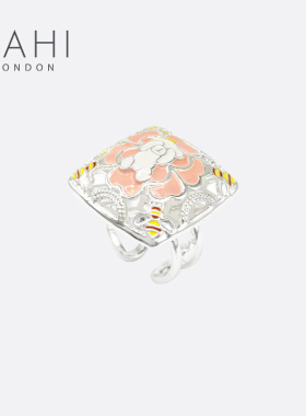 SAHI珐琅小众原创方戒戒指小熊