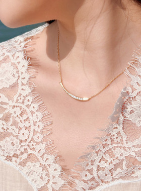 meililove/莓拉原创设计鱼跃衔珠微笑项链时尚简约颈链女款锁骨链