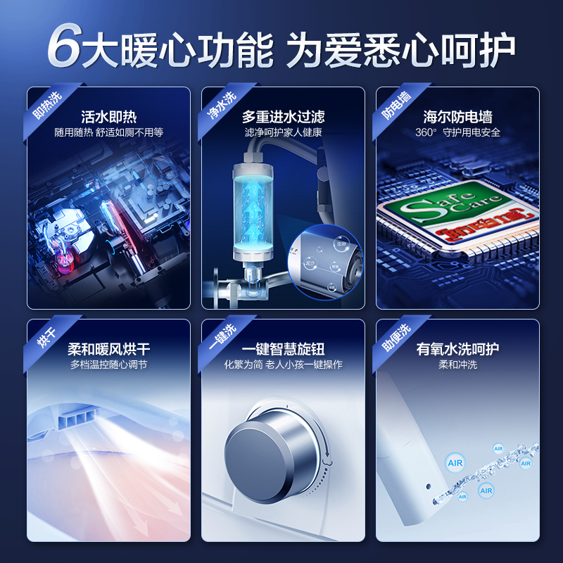 Haier/海尔智能马桶盖板适配U型D型马桶全自动即热烘干加热坐便圈