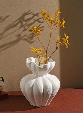 贝汉美法式花瓶白色高级感摆件客厅桌面家居复古艺术装饰干花花器