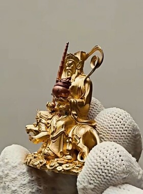 黑虎玄坛赵元帅赵公明财神摆件精致好运金属复古家居摆件文玩饰品