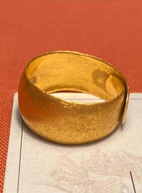 晚清民国时期来加 刘天成 福 足赤 来加大宽面老金戒指男女款活口