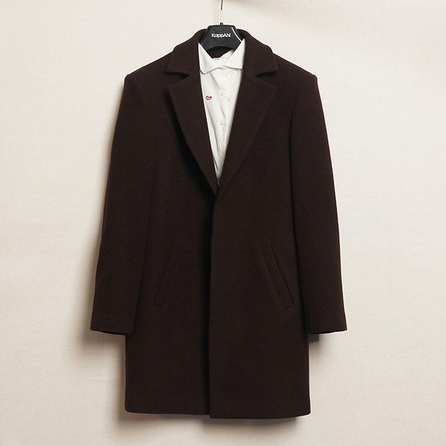 Casual thick woolen mid-length coat for winter