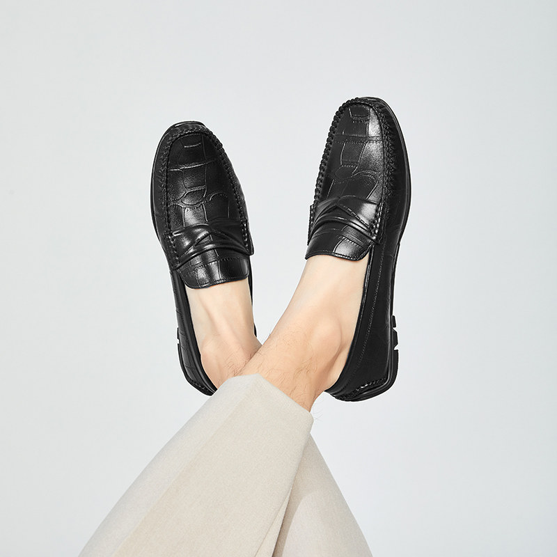 康奈真皮男鞋套脚豆豆鞋男士秋真皮商务休闲一脚蹬乐福鞋,淘宝优惠券,粉丝福利购,淘宝优惠卷