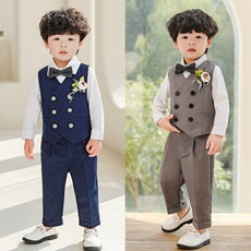 Костюм детский 男宝宝帅气小西装套装一周岁生日男童西服外套儿童礼服春秋英伦春