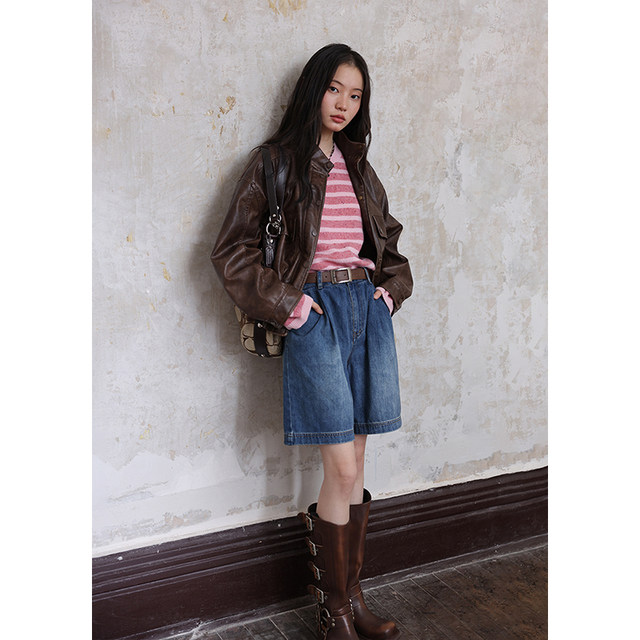 BLUEerror patchwork lapel jacket denim retro