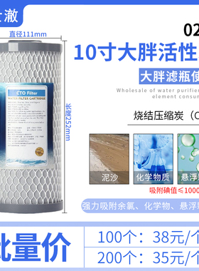 大胖10寸PP棉烧结活性碳滤芯通用
