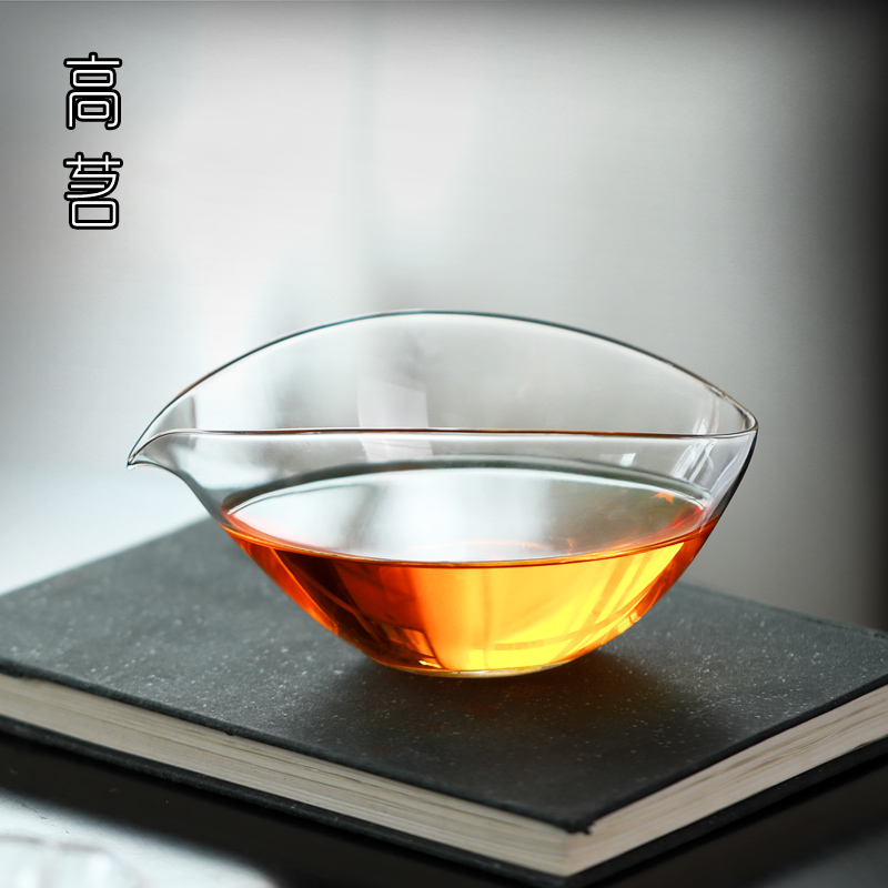 一叶扁舟公道杯玻璃独特公杯功夫茶具配件日式匀杯透明高档分茶器