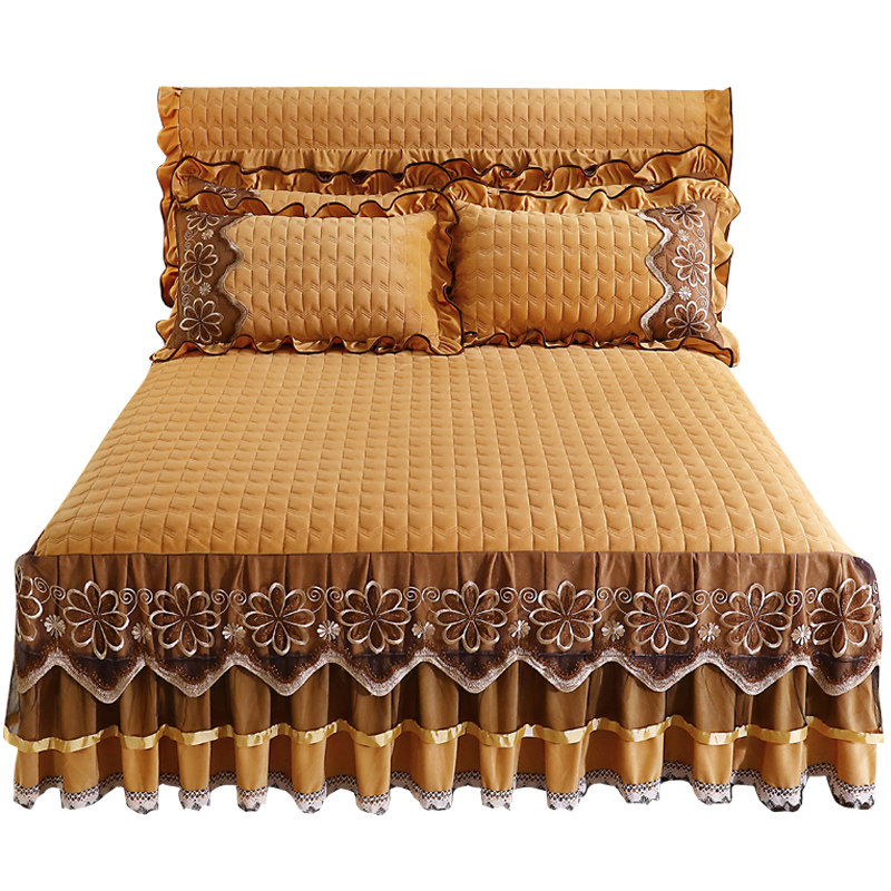 秋冬保暖水晶绒夹棉床罩单件珊瑚绒加厚床裙三件套纯色毛绒床套罩,淘宝优惠券,粉丝福利购,淘宝优惠卷