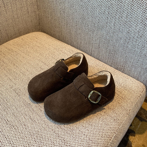 【TFM】内增高4CM~复古磨砂皮勃肯鞋女新款加绒秋冬百搭毛毛鞋子 - 图1