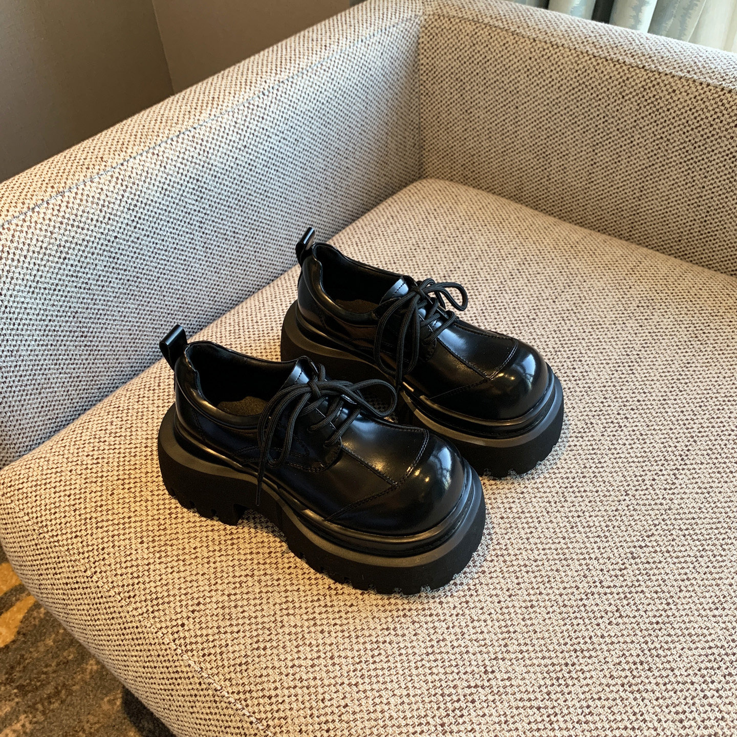 【TFM】2026春季新款小皮鞋女英伦风复古系带增高厚底乐福鞋单鞋,淘宝优惠券,粉丝福利购,淘宝优惠卷