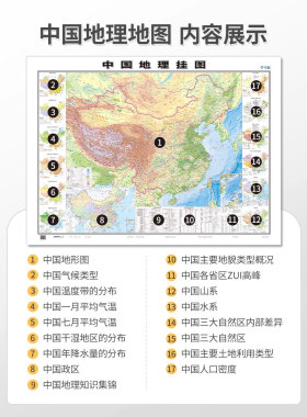 1.2米学生用地理地图中国世界