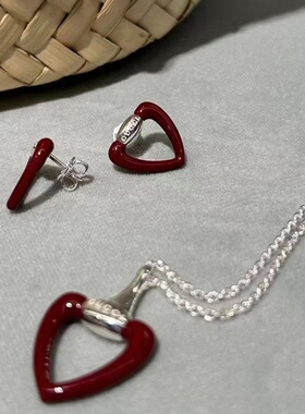 新款轻奢小众爱心项链双G字母