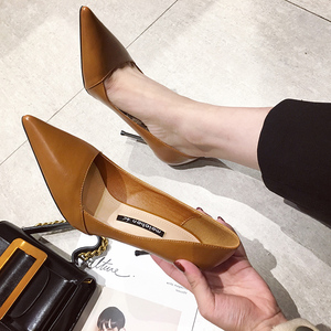 韩版百搭尖头细高跟鞋