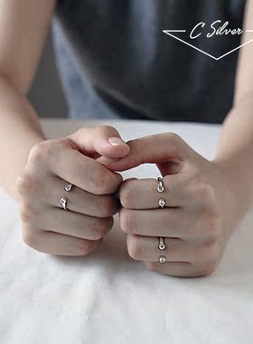 纯银八心八箭锆石钻关节指环