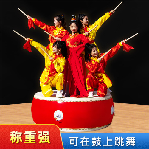 立式大鼓牛皮鼓龙鼓战鼓堂鼓中国红鼓成人演出鼓威风锣鼓打击乐器 - 图0