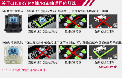 德国CHERRY樱桃青轴开关茶轴静音红粉轴奶白轴机械键盘RGB绿轴体 - 图1