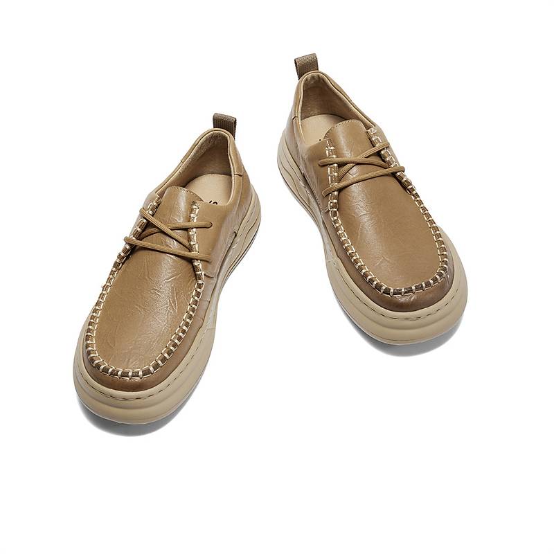 森达休闲皮鞋男2024秋新款舒适平底系带户外休闲鞋ZYC08CM4 - 图1