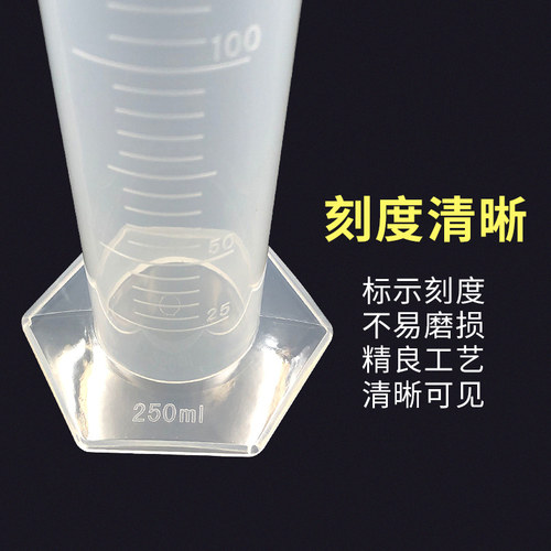 塑料量筒量杯带刻度线 100 250 500 1000ml 厨房实验室透明测试管 - 图1