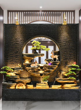 超大型假山流水喷泉摆件水幕墙