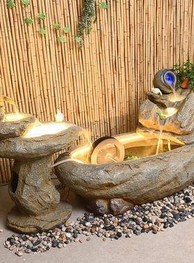 花园庭院落地循环水景喷泉鱼池
