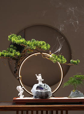 禅意风倒流香两边茶台桌面装饰