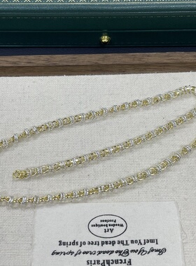 S925银镀金意大利进口双色灵动双圈项链时尚气质百搭个性锁骨链