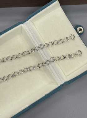 S925银蕾丝花簇项链 双扣小众设计镭射珠圆圈锁骨链