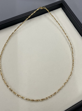 S925银意大利进口工艺双股闪星项圈个性时尚香槟金项链