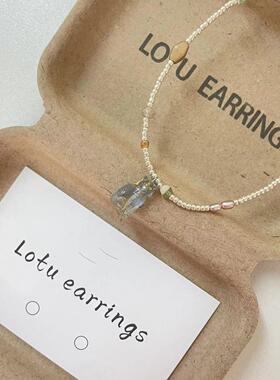Lotu earrings-捷克琉璃小猫串珠项链