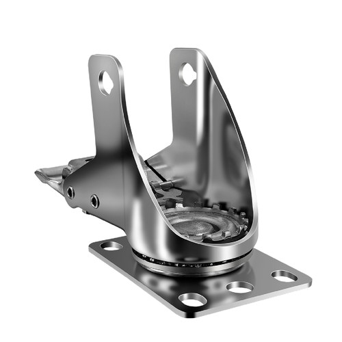 304不锈钢万向轮支架瓦兴支架3寸4寸脚轮架子5寸万向轮防水带刹车 - 图3