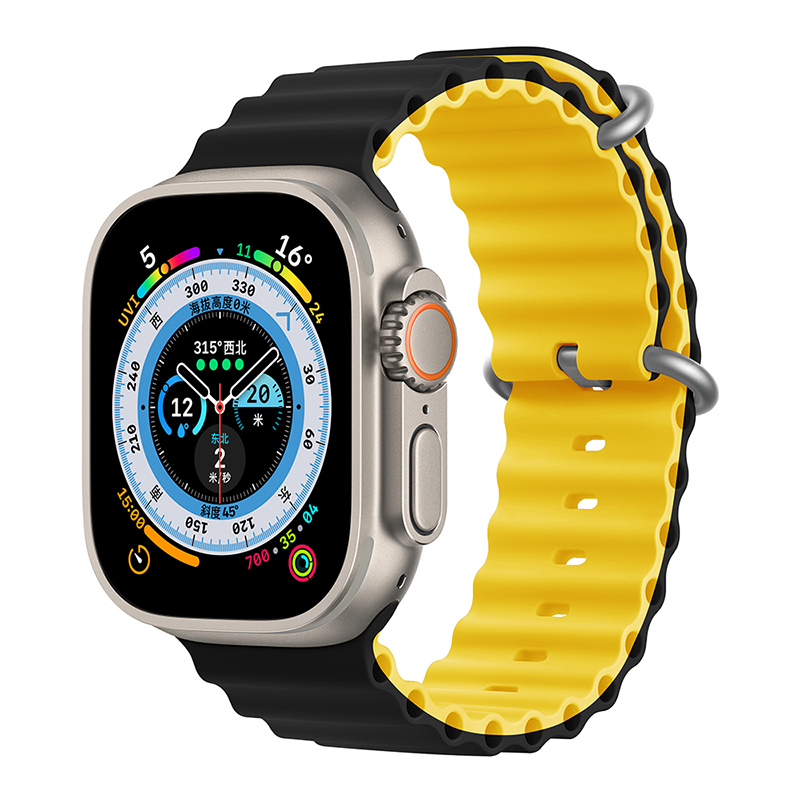 适用applewatch ultra双色海洋表带iwatch10苹果S8手表SE硅胶S976 - 图1