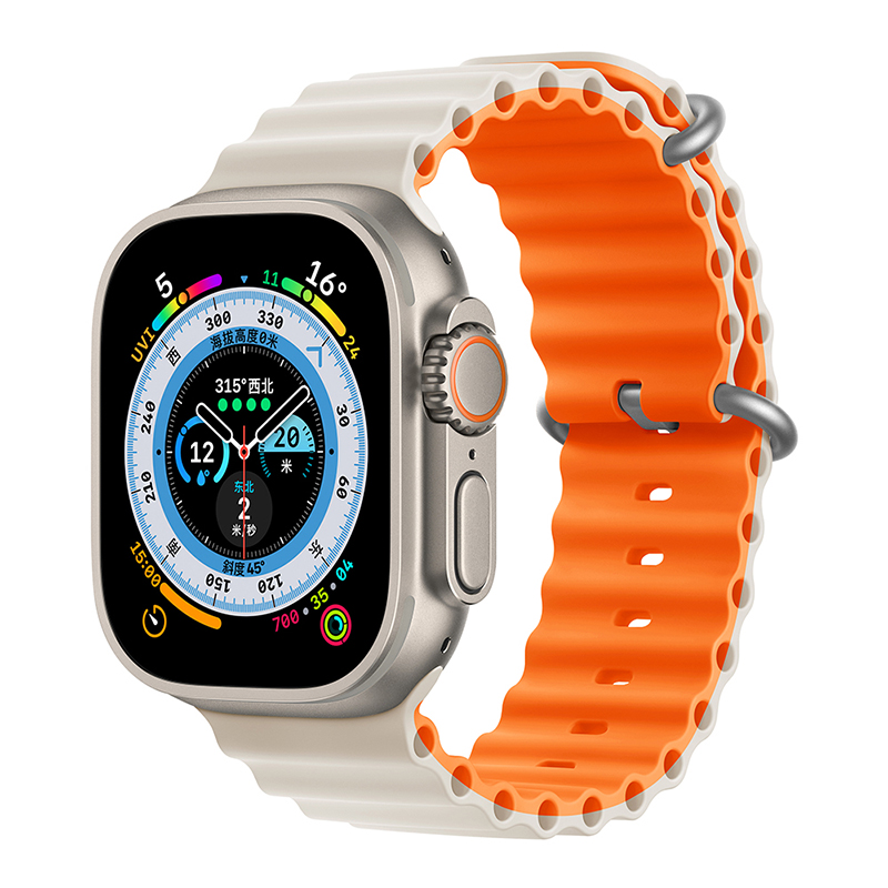 适用applewatch ultra双色海洋表带iwatch10苹果S8手表SE硅胶S976 - 图0