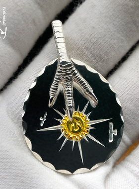 银创鹫见太郎鹰爪射线银饼吊坠